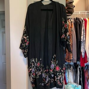 Floral Embroidered Sheer Kimono